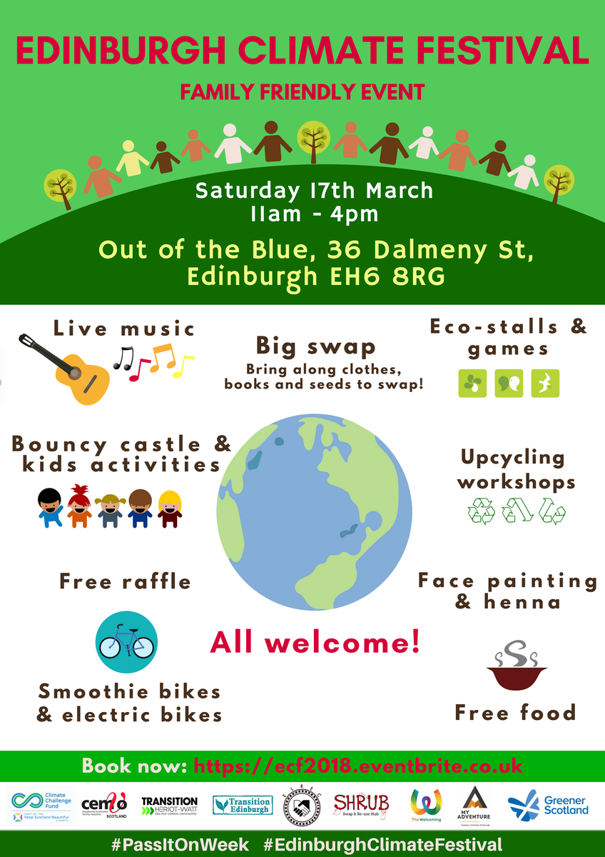 ELREC_C3R's tweet photo. After two successful events, the 3rd #EdinburghClimateFestival is expected to be even bigger and greater. Join this fun family friendly event as part of #PassItOnWeek! Once a yr only! RT &amp; book your ticket now: https://t.co/FYptFofoKZ @GreenerScotland @ScotGovEMT @ScotGovClimate https://t.co/VPVFPOwI5T