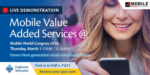 EngNetworks's tweet image. Increase #network #airtime, #callcompletion rates &amp;amp; #revenues through the simplicity and flexibility of #VisualVoiceMail.
Join our#live #demo session tomorrow @GSMA #MWC18 in Booth #5J31 Hall 5 to unlock more value added services for your network.
#VAS #CSP #termination #slamdown