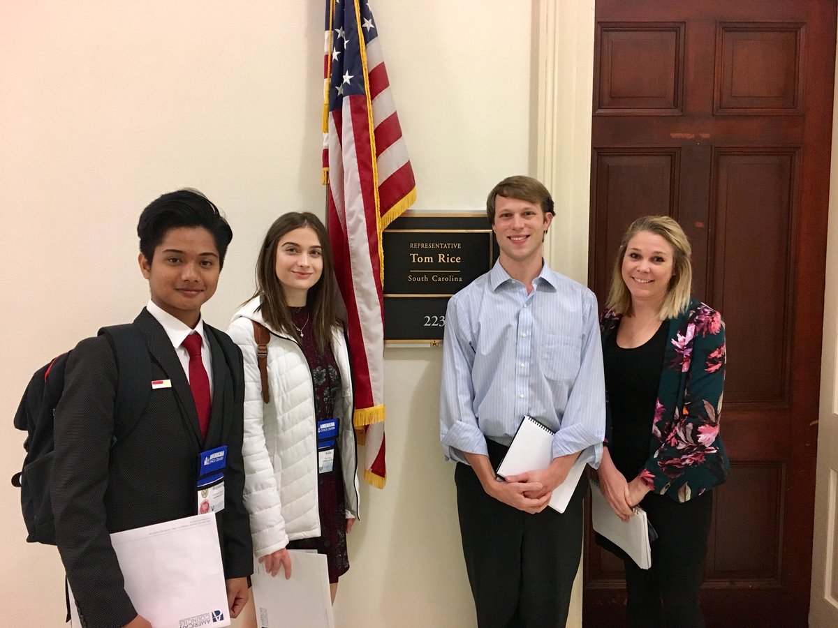 Two YES students, two rival schools, one exchange program. A great discussion in Congressman Rice’s office about which school is more awesome - West Florence High or South Florence High. #CivEdWeek