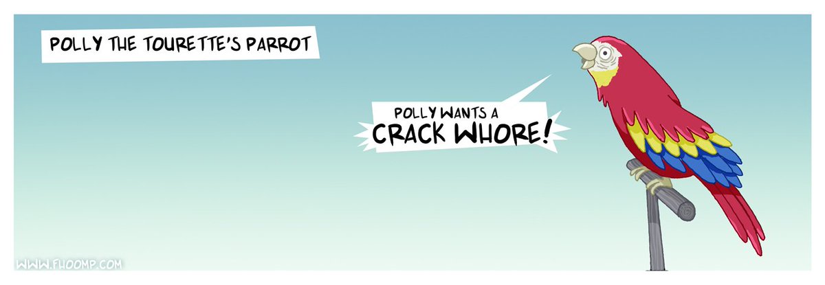 Fhoomp's tweet photo. Meet our favourite #pet: Polly the #Tourettes #parrot https://t.co/twAvF8HCxr #cartoon #Fhoomp https://t.co/OSLuiRSlZj