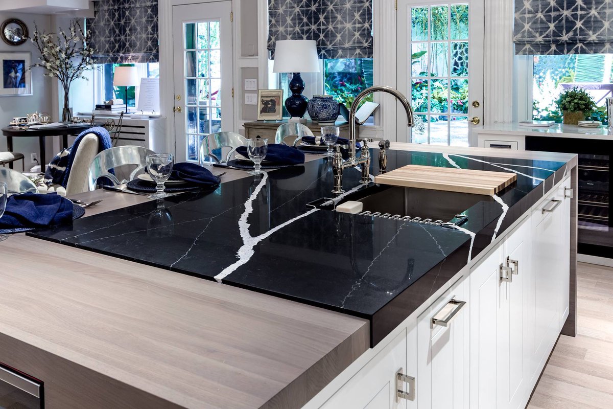 This stunning kitchen features #Silestone Marquina surfacing to complete a #TopsOnTop design.