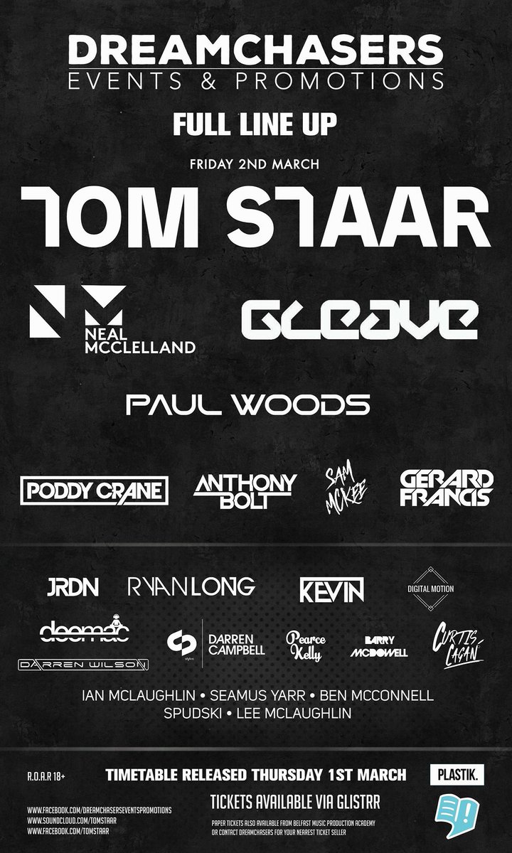 Full line up released for Tom Staar this Friday 2nd March! 🔥 
glist.me/dreamchasers/e…