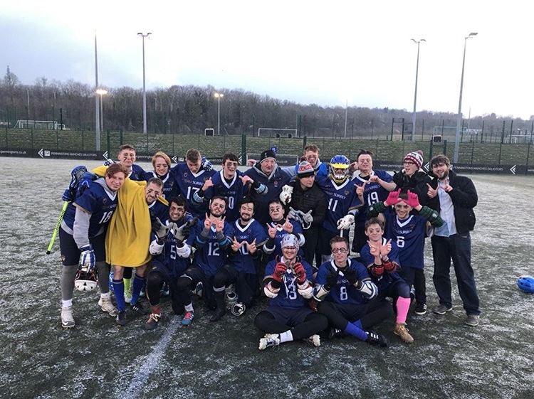 Throwing up those W’s! Congratulations to <a href="/TSLacrosse/">Team Surrey Lacrosse</a> men’s 1st who beat Cambridge 8-3 to secure their place at Big BUCS Wednesday 💙💛 #TeamSurrey