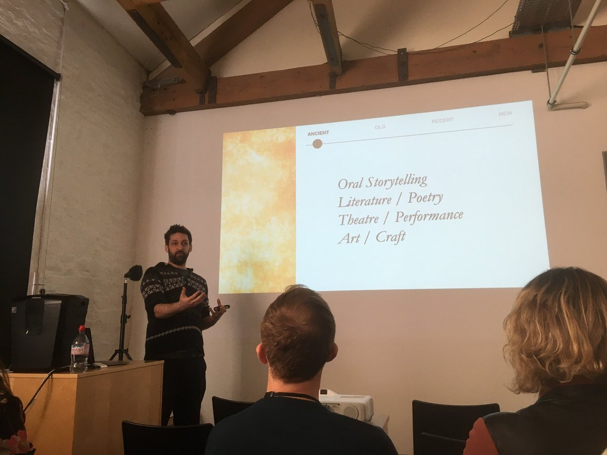EmJayHu's tweet photo. Storytelling in VR @BristolVRLab - great talk from #cinehacker about the influences of past mediums on the evolving language and grammar surrounding VR https://t.co/2SxmNJawBo