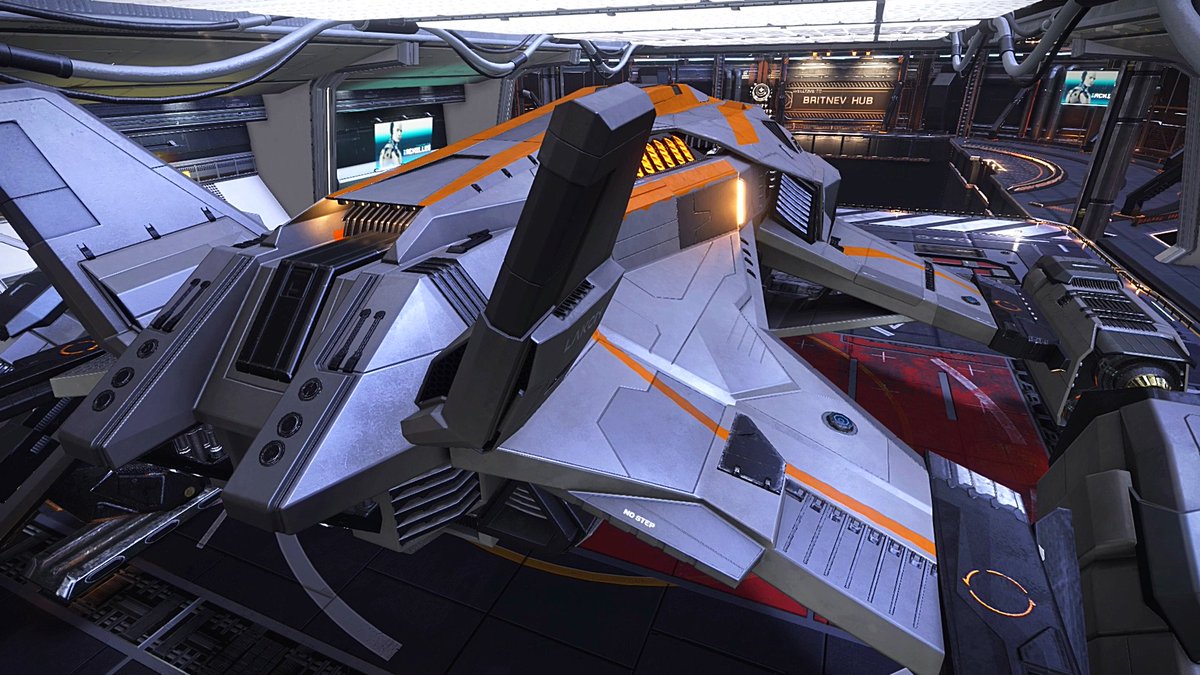 FatherhoodWing's tweet photo. @FatherhoodWing Back in the hangar after a shakedown cruise and flight test. That'll do. #EliteDangerous #Beyond3.0 #AllianceChieftain https://t.co/NhnmchCjyH
