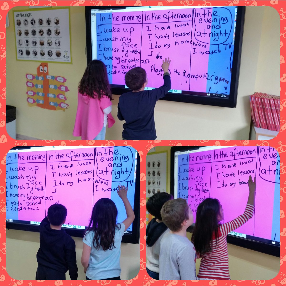 duygu_candas's tweet photo. Üsküdar doğa 2nd graders  #group work activity # #what do you do in the morning/afternoon /evening? # Let's talk  and fill  in the chart  about  daily activities # @Serkan_Celik52 @OzgurelTugba @dilekyldz1986 https://t.co/zmdbK9g7WJ