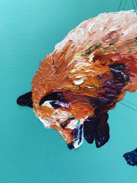 DavidAhernArt's tweet photo. A painting of two halves, pt1 of my fox. #art #painting #newforest #artist #newforestartist #blue #hampshirelife #colorful #fox #foxpainting #foxart #foxy #fingerpaintjng #davidahern #jumpingfox #fantasticmrfox #ice https://t.co/MGBvE4WqAZ
