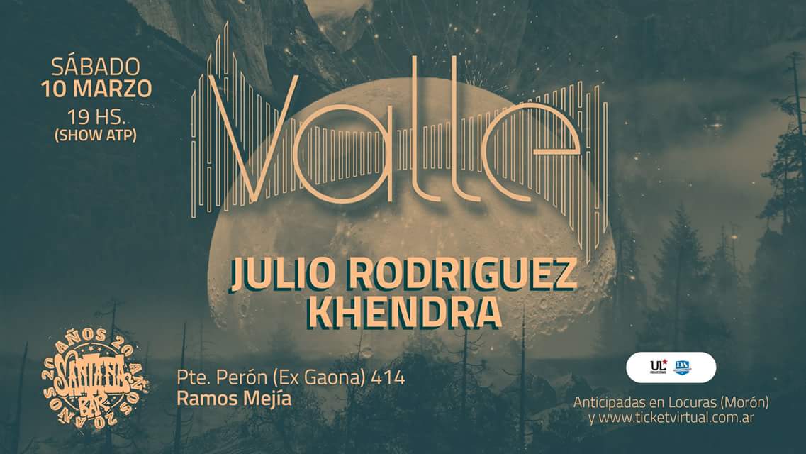 #Cartelera #CuandoTocamos 

VALLE
📆 Sábado 10 de marzo en Santana Bar #RamosMejia Inv: Julio Rodríguez y Khendra

📣 Más info facebook.com/events/1742534…

#Valle #dub #folklore #hiphop #electronica #Santana