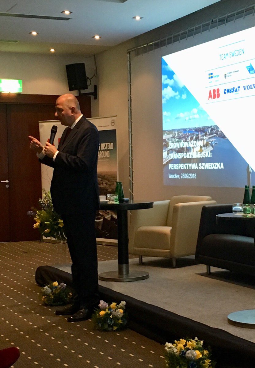 daniel_larss's tweet photo. #Sustainable urban transport and e-mobility in focus during @TeamSwedenSE event in @wroclaw_info Large interest in #Swedish solutions. @AmbSzweWarszawa @dutkiewiczrafal @PrzybylskiCez @VolvoBusGlobal @ABBgroupnews #Consat Telematics https://t.co/Q6muwddO0G