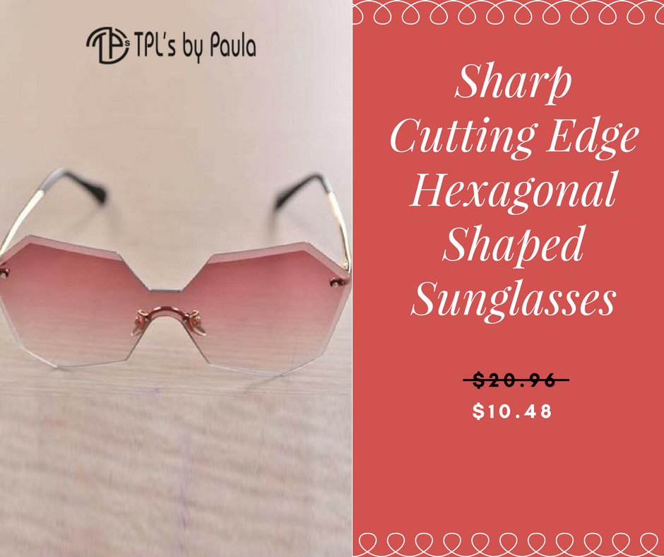 tpls_co's tweet photo. Sharp cutting edge #hexagonal shaped #sunglasses. A combination of #silver, #glass and #metal. The bridge is made of glass and has thick frames with #coral and #lavender #lens. https://t.co/IUa3RaW9Is https://t.co/ZRSVHNJ8Fv