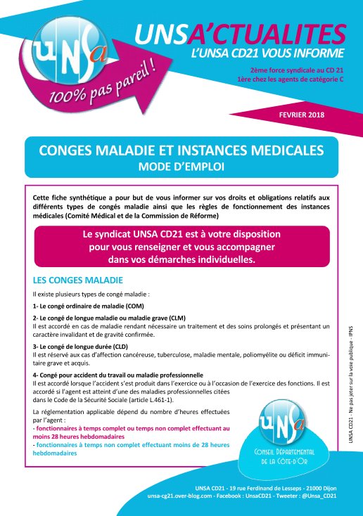 Unsa_CD21's tweet photo. 💉💊 CONGES MALADIE ET INSTANCES MEDICALES : MODE D’EMPLOI
L'#UNSA #CD21 vous informe sur vos droits et obligations relatifs aux congés maladie et aux règles de fonctionnement des instances médicales.
📶 Téléchargement de la fiche technique en PDF : https://t.co/S6G4zpDkpW https://t.co/BT8GJaqVrc