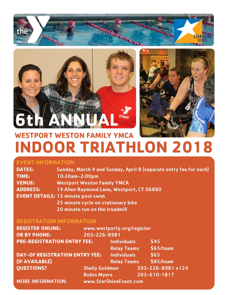 WestportWestonY's tweet photo. The 6th Annual Indoor Triathlon is happening THIS Sunday, March 4. Are you ready? If not, come on Sun, Apr 8.
Registration is open: https://t.co/UFcEgTphjo
For more information: https://t.co/C72Dkl25K7 🏊‍♂️ 🚲 🏃🏻

#indoortri #triathlon #swimbikerun https://t.co/jkPbzKPqRa