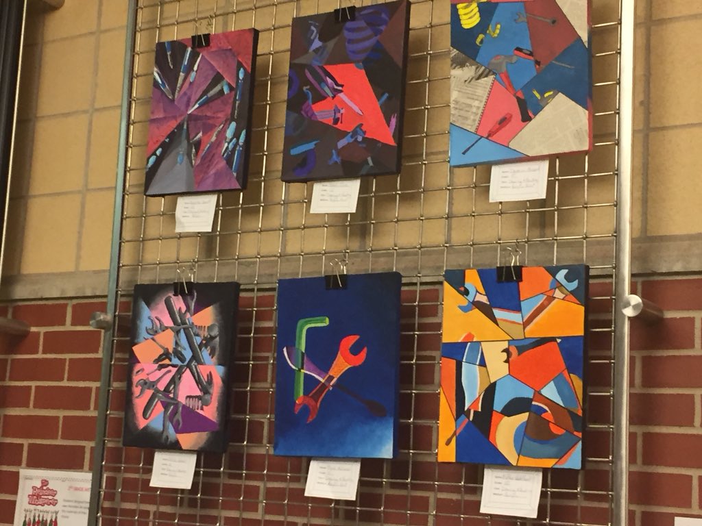 Chris_Heslinga's tweet photo. Shout out to Mrs. Termorshuizen and Ms. Migletz’s art students for their amazing work on display in the PAC!! https://t.co/Oeq74zmR4e