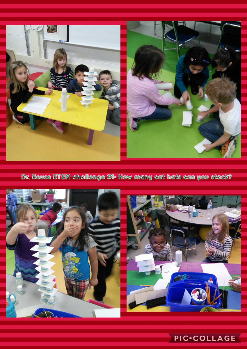 MrsKavsCoaching's tweet photo. Dr. Seuss STEM challenge#1- Stack the cat's hats.#DrSeussWeek #STEM https://t.co/to4FGIGSBf