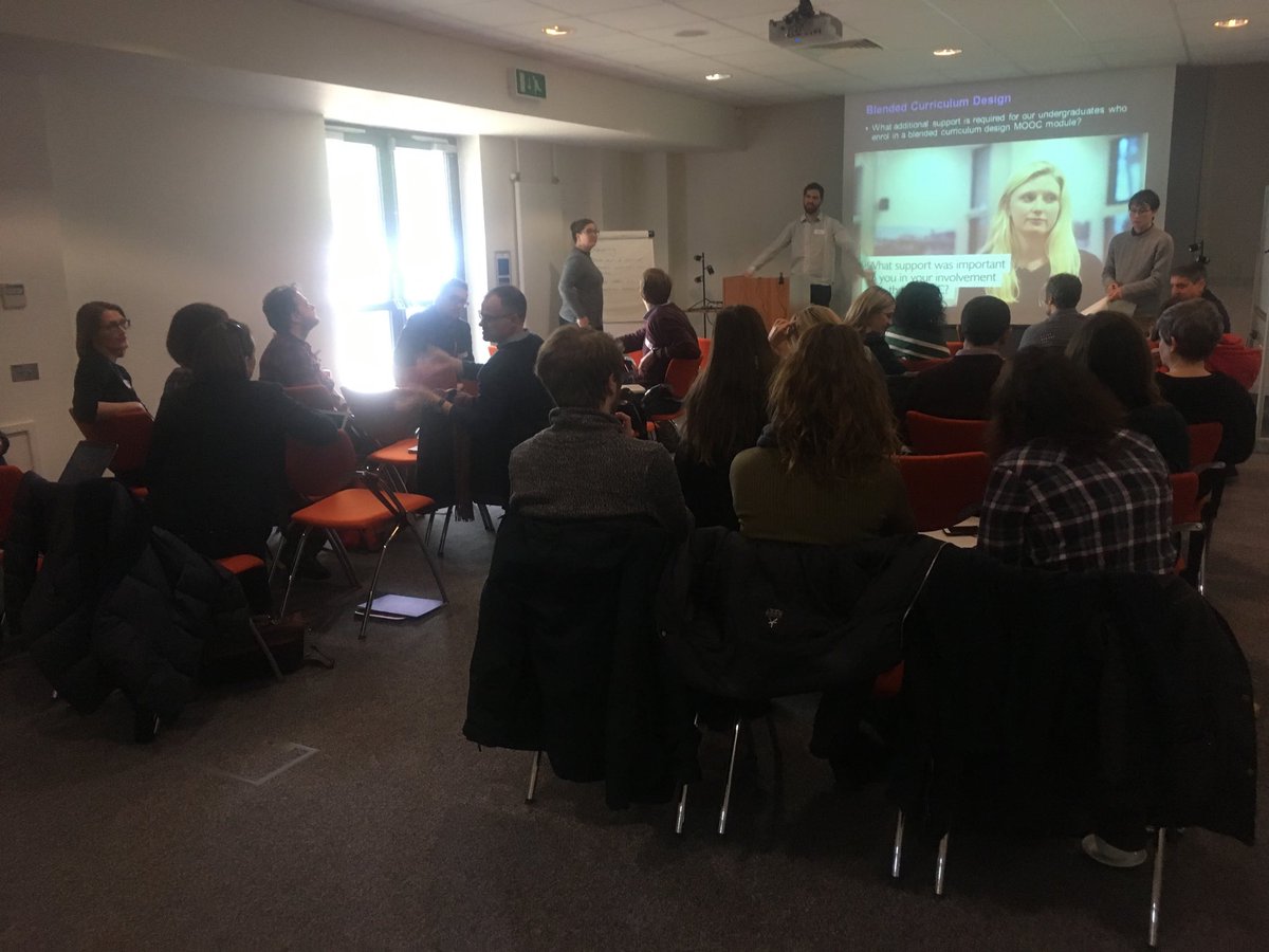 lisaharris's tweet photo. Great group discussion led by @DamienMansell and his student facilitators at #exeterFLAN on the value to students of MOOC participation https://t.co/qBWGaNNKHv