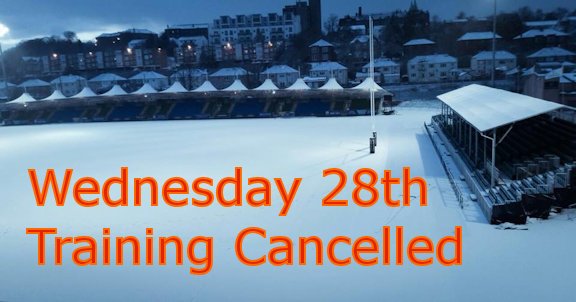 Victoria Park training sessions at Scotstoun on Wednesday the 28th of  February have been cancelled.  The inside track will be available but  we're advising everyone not to travel due to the road conditions.