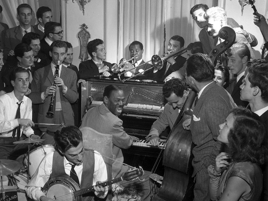 louisarmstrong_'s tweet photo. Seems like me and Earl Hines make a great duo! Look out for our new duets “Weather Bird” and “West End Blues”. https://t.co/hrcnQ6UHQW