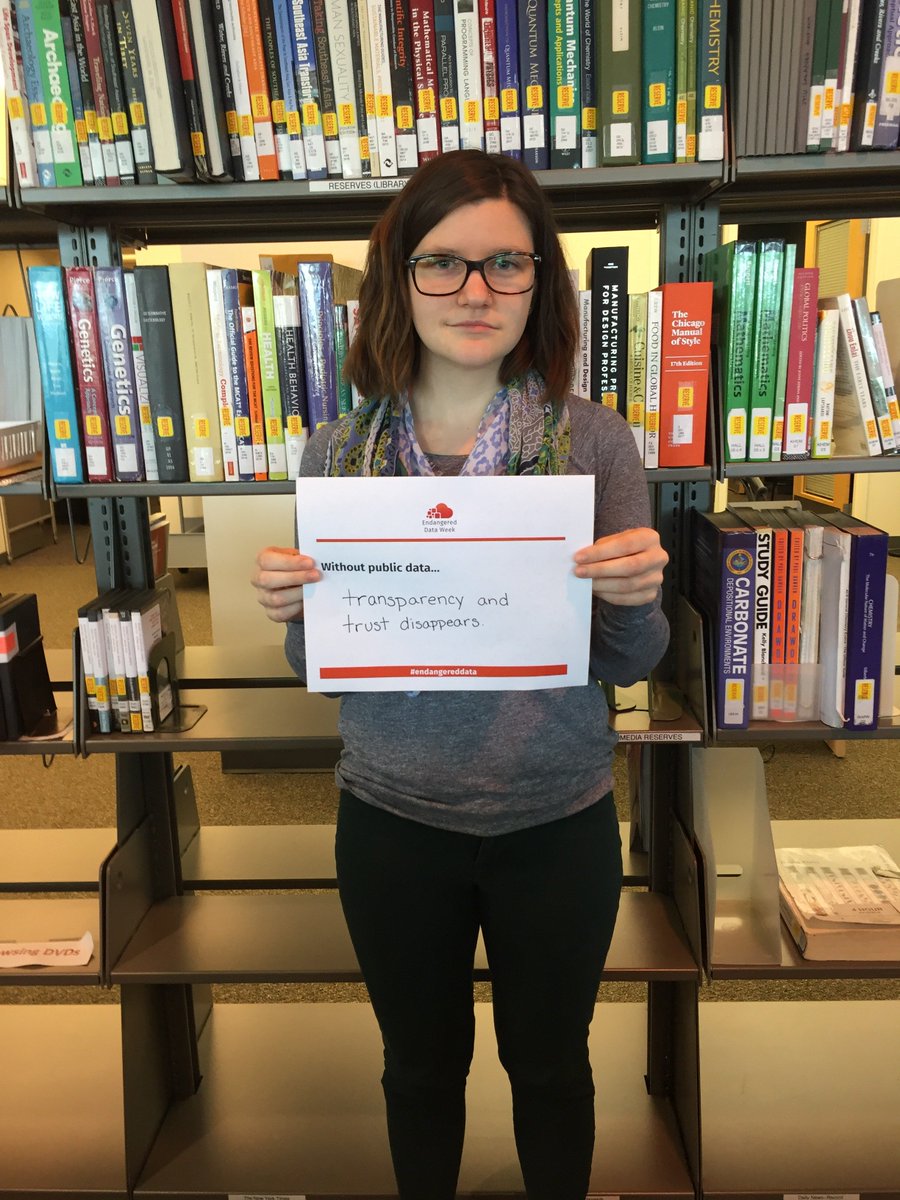 JMUlibraries's tweet image. Stop by Rose &amp;amp; Carrier Libraries and share what you think public data means to you and why #EndangeredDataWeek matters! Look for the whiteboard in each lobby.

@AlyssaValcourt, JMU's Science &amp;amp; Math Librarian, shares some of her thoughts on #EndangeredData: