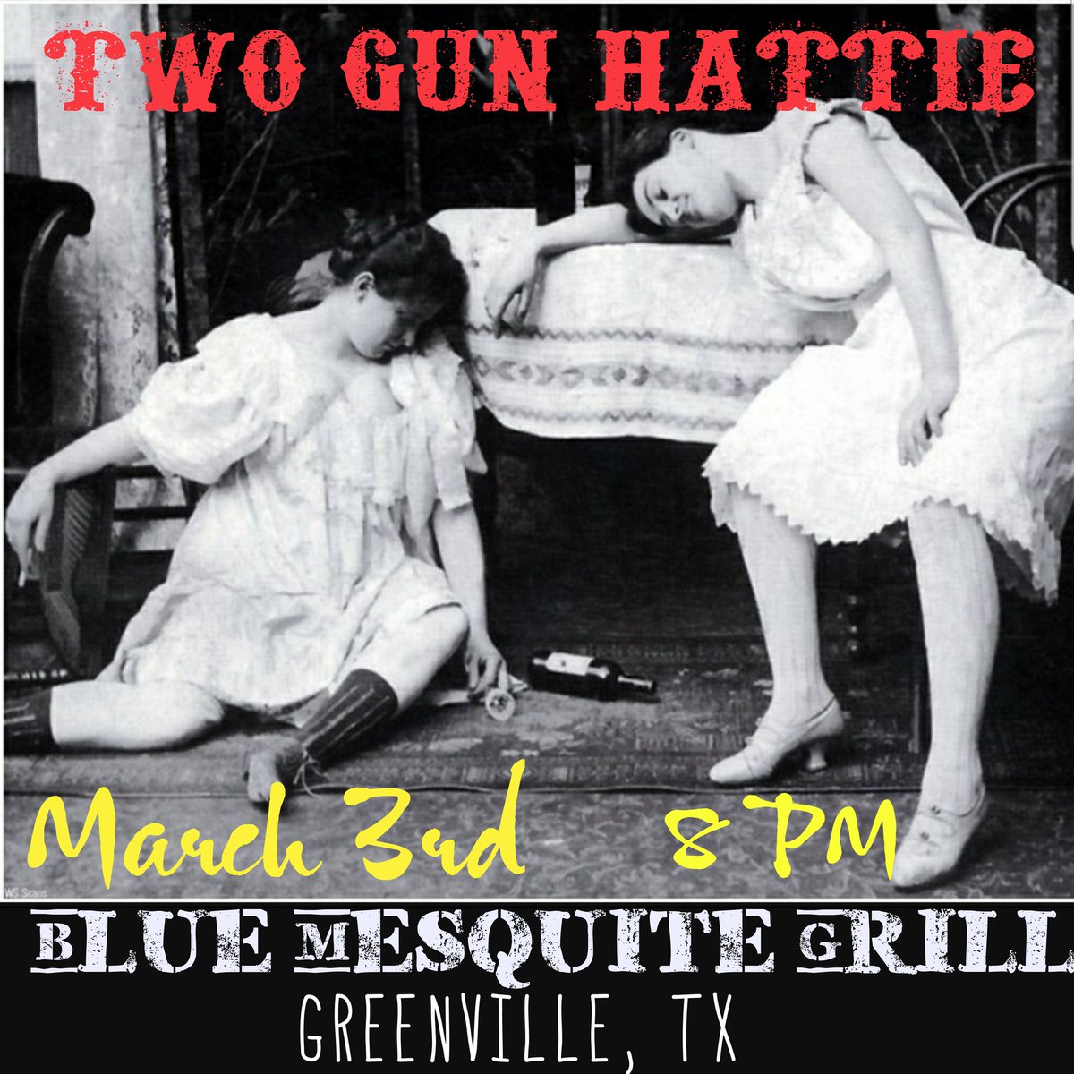 TwoGunHattie's tweet photo. Blue Mesquite Grill this Saturday! See y'all at 8:30pm. #bluemesquitegrill #twogunhattie #youreallmine #greenville #music #singer #guitar #chordslangin #guitarrangin #texascountry #americana #band #bandlife #gigs #southernrock #soro https://t.co/m7yBvHuSg2