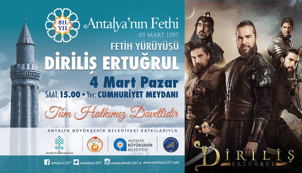 menderesturel's tweet photo. Vatan demek, tarih demek...
Memleketimizin, sevdamızın, Antalyamızın Fethinin 811. Yılı 🇹🇷

Yarın başlayacak olan Fetih kutlamalarına tüm hemşehrilerimi davet ediyorum.

Bu coşkuyu birlikte yaşayalım... https://t.co/WaICBqumva