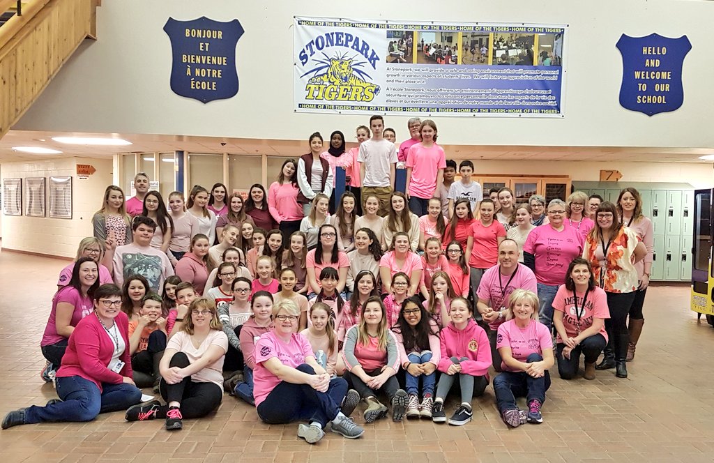 stoneparkschool's tweet photo. A little bit of Pink Shirt action  around the building. #PinkShirtDay #notobullying https://t.co/FrJFVmWW5s