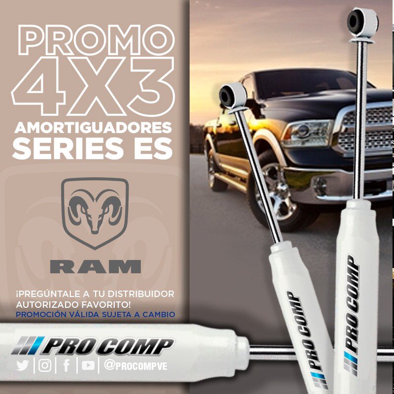 ProcompVe's tweet image. ¿Tú ? ¡Que esperas para adquirir nuestra #Promoción! 

¿Te la vas a perder? 
_____________
¡Puedes adquirir 4 amortiguadores #SERIES ES RAM PROCOMP y SOLO CANCELAR 3. 
BÚSCALOS EN NUESTROS DISTRIBUIDORES AUTORIZADOS.