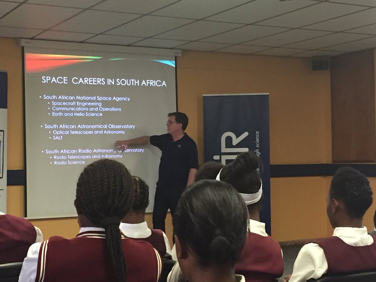 BohemianTeach's tweet photo. YESSSSSS!!! This is what the #MaeJSciClub wants to know! Not just why should these teens consider careers in #space #science, but HOW to get one? Work + study + opportunity. @nasajim @SANSA7 @SALT_Astro @NASA https://t.co/b087itGDuM