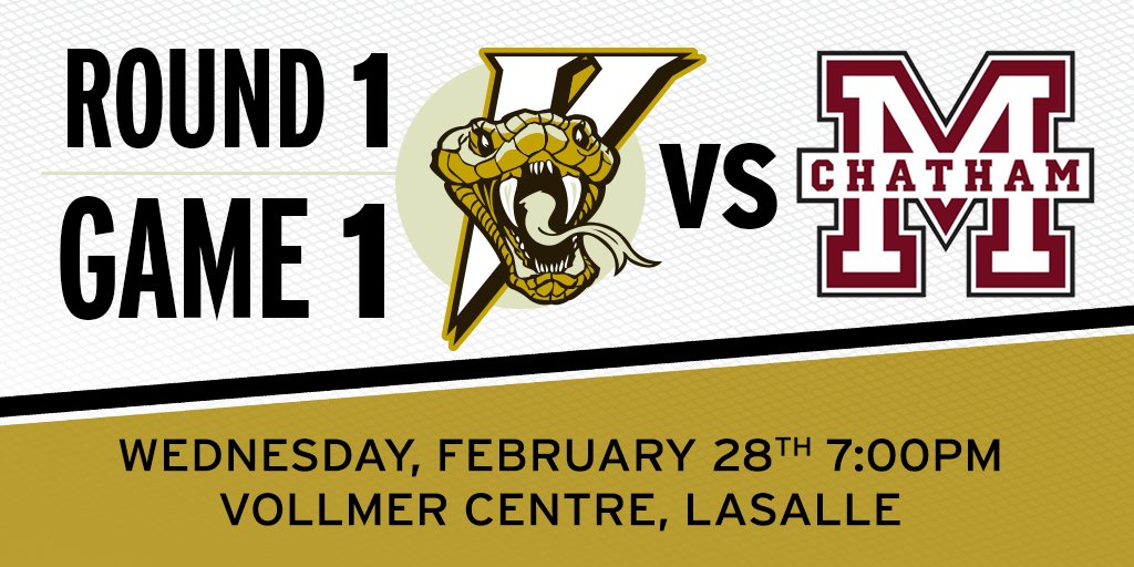 lasallevipers's tweet photo. It`s game day at the @VollmerComplex!  Game 1 of the first round of the @GOJHL Western Conference Playoffs starts at 7pm tonight!

🐍🏒

@TownofLaSalle @TheLaSallePost @BlackburnEssex @BlackburnCK #lasallevipers #GOJHLPlayoffs https://t.co/ZMyeCBmEgw