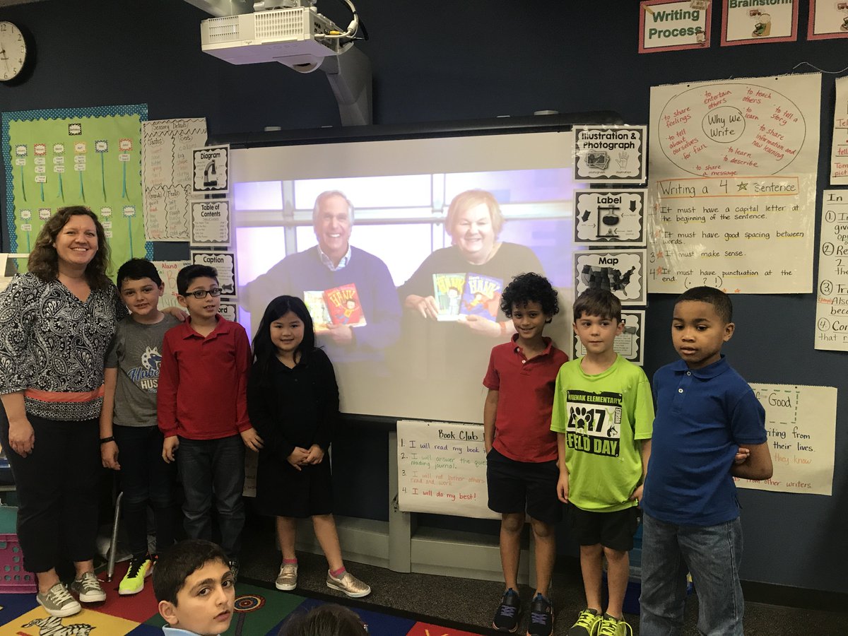 DNRoose's tweet photo. Thanks for the great Skype @SkypeClassroom @hwinkler4real @linoliver our students really enjoyed it! @HubenakElementa #HankZipzer #Skype2Learn https://t.co/mbNrenzKxV