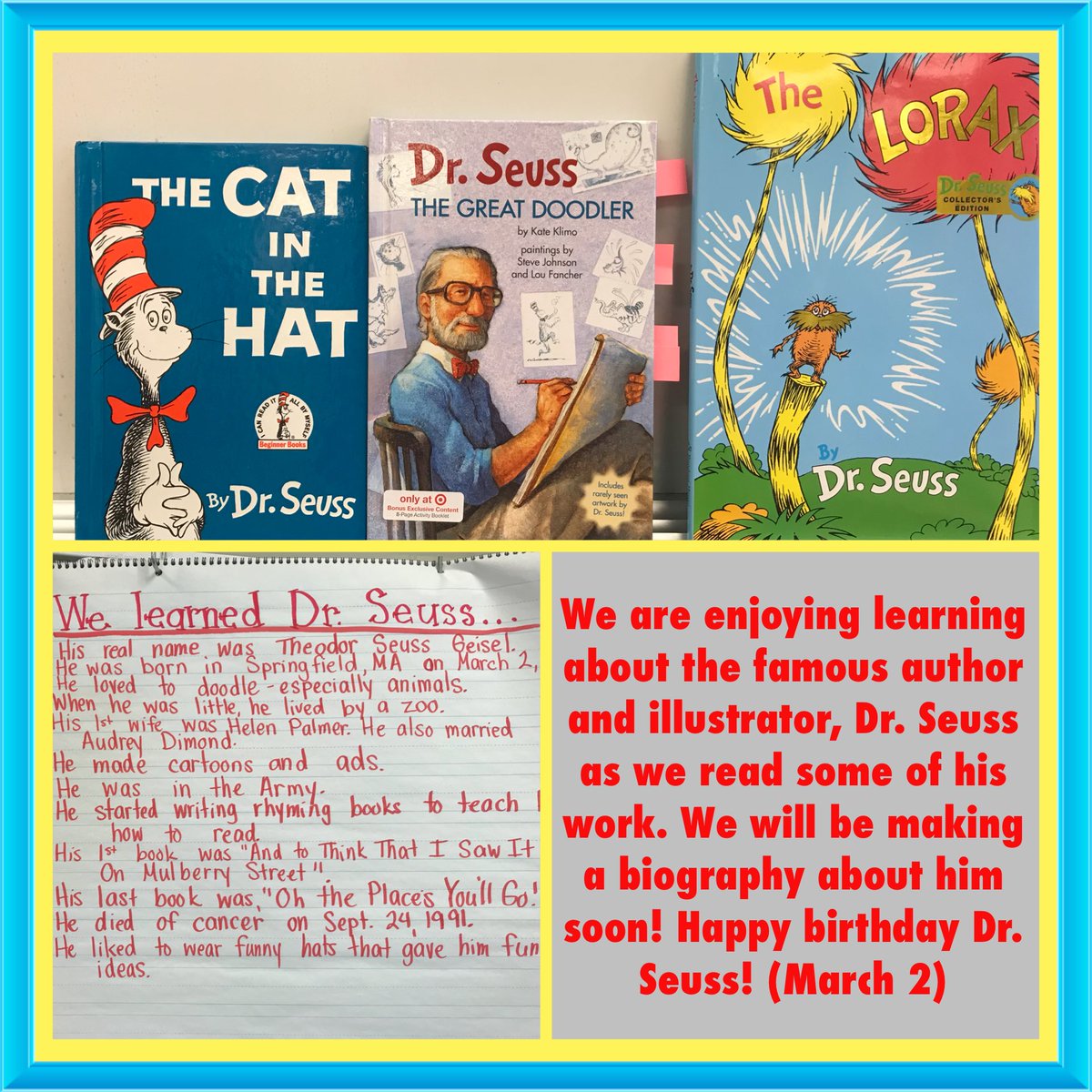 MrsRalstonKdg's tweet photo. Happy Birthday, Dr. Seuss! We can research and share information. #bjumpstart #LCS_BC @sherimchenry https://t.co/SBYamwixij