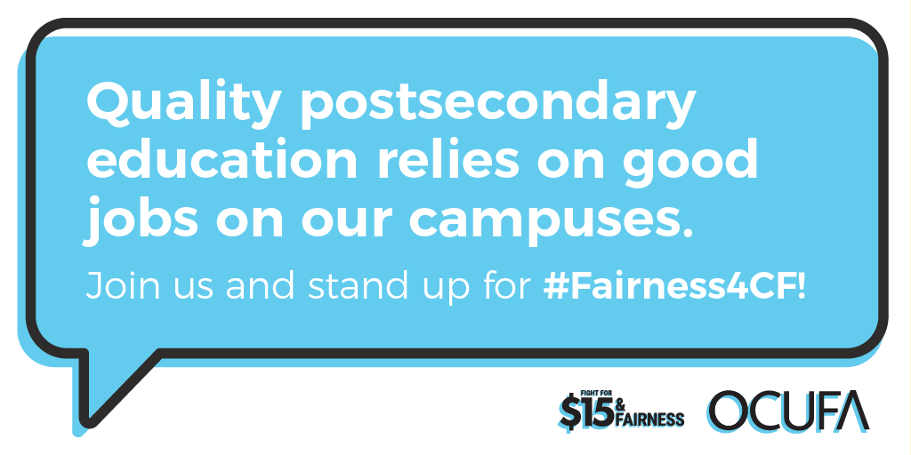 Fairness for contract faculty in Ontario's universities means good and secure jobs. #Fairness4CF #15andFairness #MakeItFair #onpoli #canlab