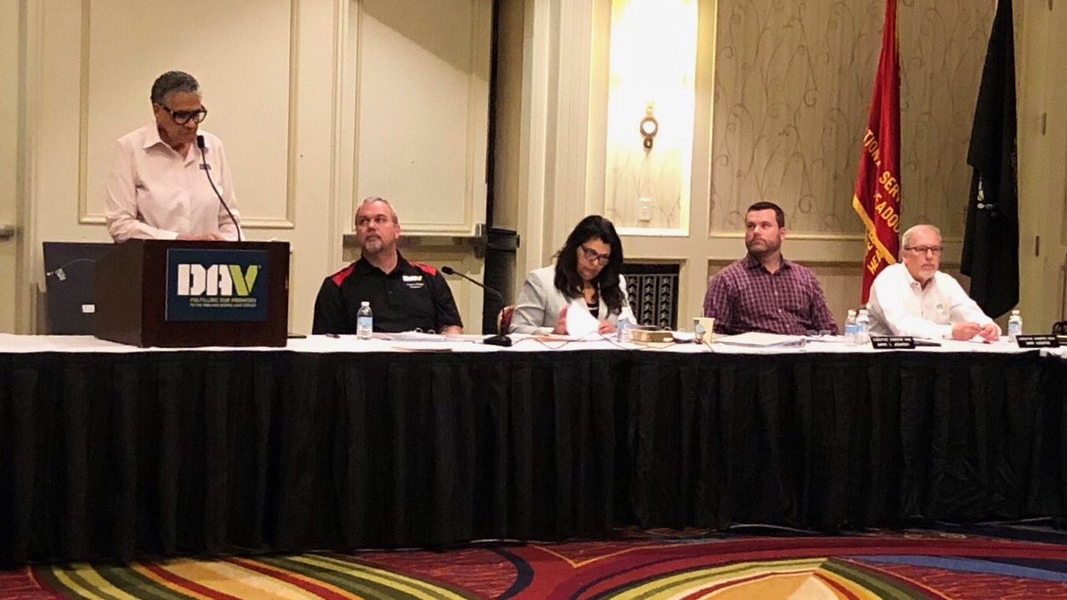 DAVHQ's tweet photo. "@DAVHQ is an organization of fighters and, at more than one million strong, we fight for our brothers and sisters in the #veteran community and demand support for the most critical issues affecting veterans and their families." - National Commander @FosterDelphine #MidWinter18 https://t.co/zYqaE63Wxs