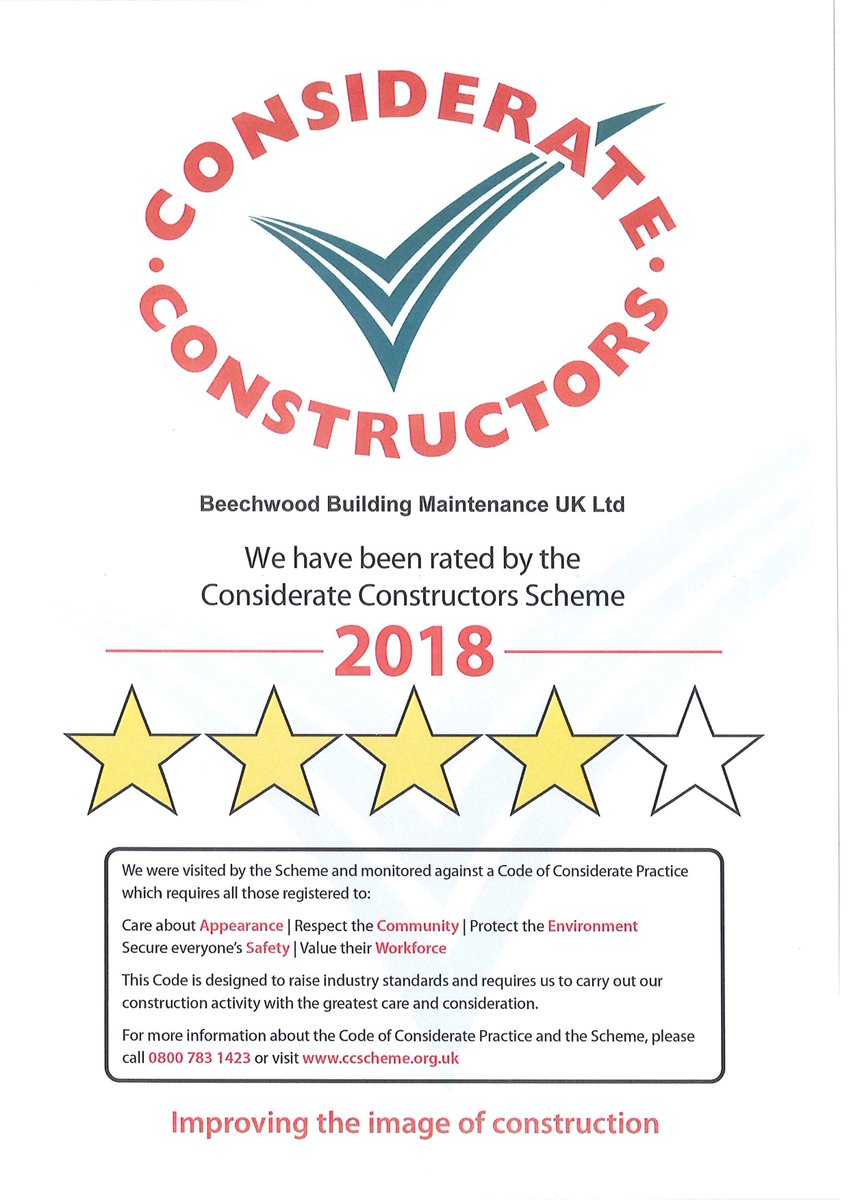 Delighted with the result of our Considerate Constructors' Scheme annual visit <a href="/CCScheme/">Considerate Constructors Scheme</a> Great team effort!
