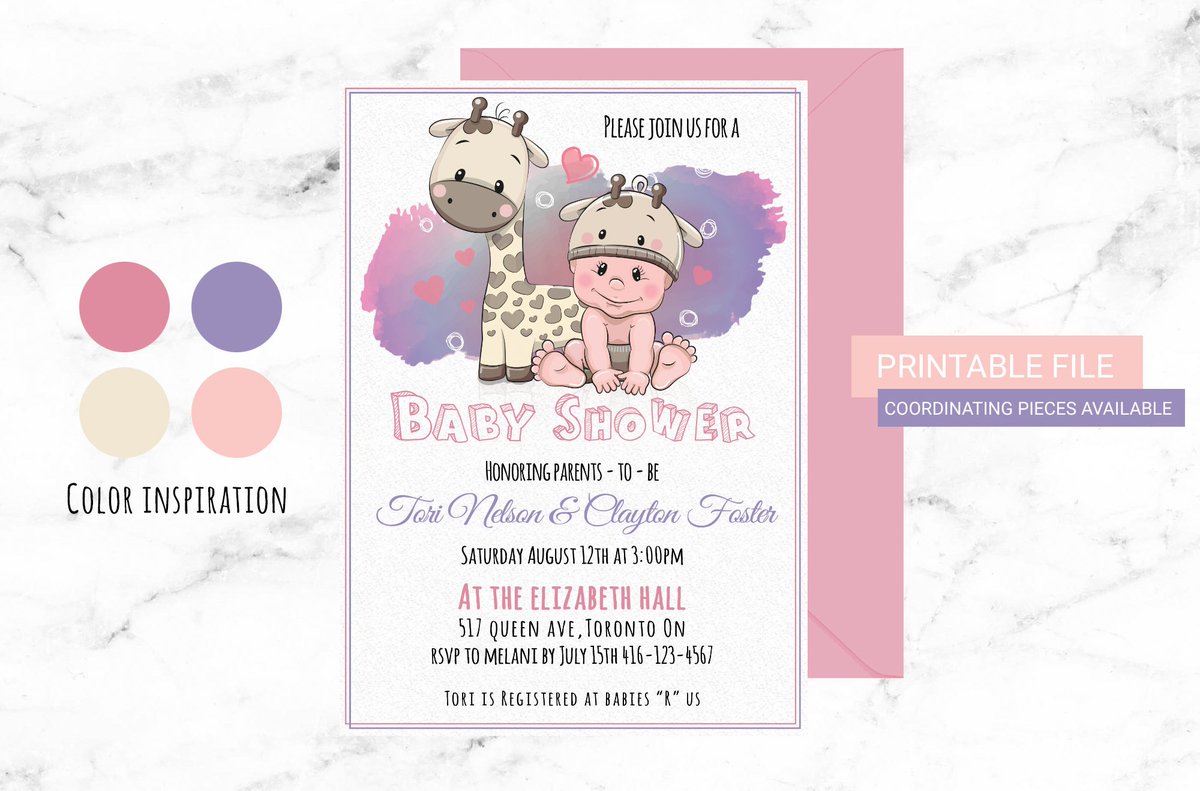 Excited to share the latest addition to my #etsy shop: Baby & Baby Giraffe Baby Shower Invitation, Digital Baby Shower Invitation, Watercolor Baby Shower Invitation ~ 279 etsy.me/2HOTKq5 #art #pink #babyshower #purple #babyshowerinvites #babyshowerinvite