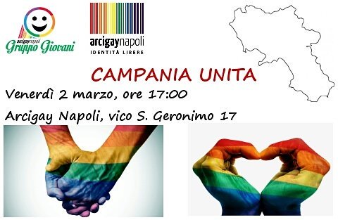 GruppoGiovaniNA's tweet photo. Evento #Campania Unita insieme ai nostri amici e le nostre amiche di #Arcigay #Caserta e Arcigay #Salerno questo venerdì alle 17:00 presso la nostra sede, non mancate! #StayRainbow #VitaInArcigay #ArcigayGiovani #ArcigayNapoli #LGBT #LGBTteam https://t.co/n1ZYToYrV8