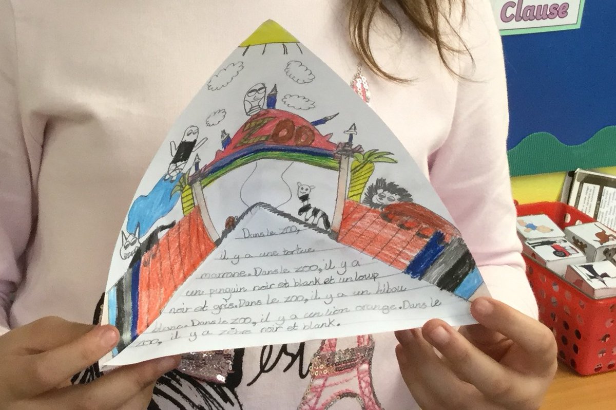 BCPS_4M's tweet photo. Look at how we can transfer our skill of using fronted adverbials to French! We’re describing the animals you might find in a zoo in our triaramas. #welovefrench #primarymfl @BCPSDeputy @OdetteHunt https://t.co/IaSJr7QPKC