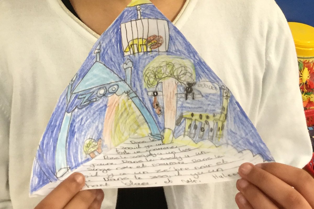 BCPS_4M's tweet photo. Look at how we can transfer our skill of using fronted adverbials to French! We’re describing the animals you might find in a zoo in our triaramas. #welovefrench #primarymfl @BCPSDeputy @OdetteHunt https://t.co/IaSJr7QPKC
