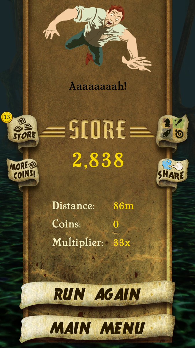 sashadmu's tweet photo. I got 2,838 points while escaping from demon monkeys. Beat that! https://t.co/seb0ltXL8q #TempleRunhu. https://t.co/7GsphKrACP