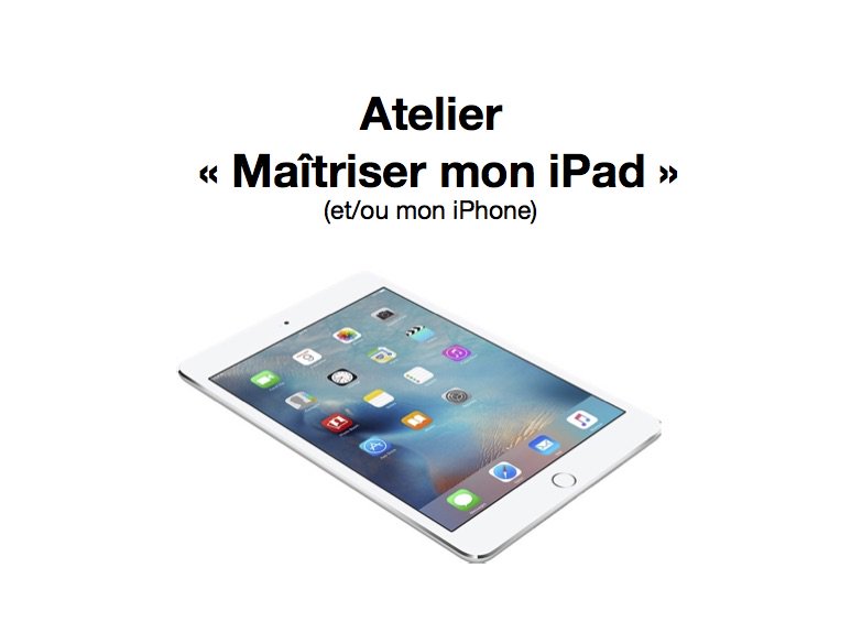 AinesCclsca's tweet photo. Ces ateliers en petit groupe, réparties en 5 rencontres, ont pour but de démystifier votre iPad (et/ou iPhone) afin que vous ayez de la facilité et du plaisir à utiliser ses nombreuses possibilités.
Pour plus d'information, visitez notre page Facebook https://t.co/wHR1Zs56S3 https://t.co/rySFoGnYeD
