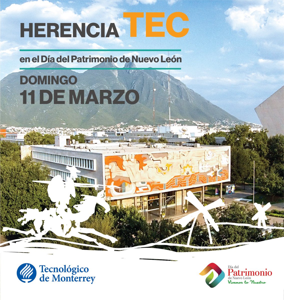 PatrimonioTec's tweet photo. El próximo #Domingo11 de #Marzo te esperamos en el @TecdeMty para disfrutar el Día del Patrimonio de Nuevo León.
¡#VivamosLoNuestro! https://t.co/txshLbsojw