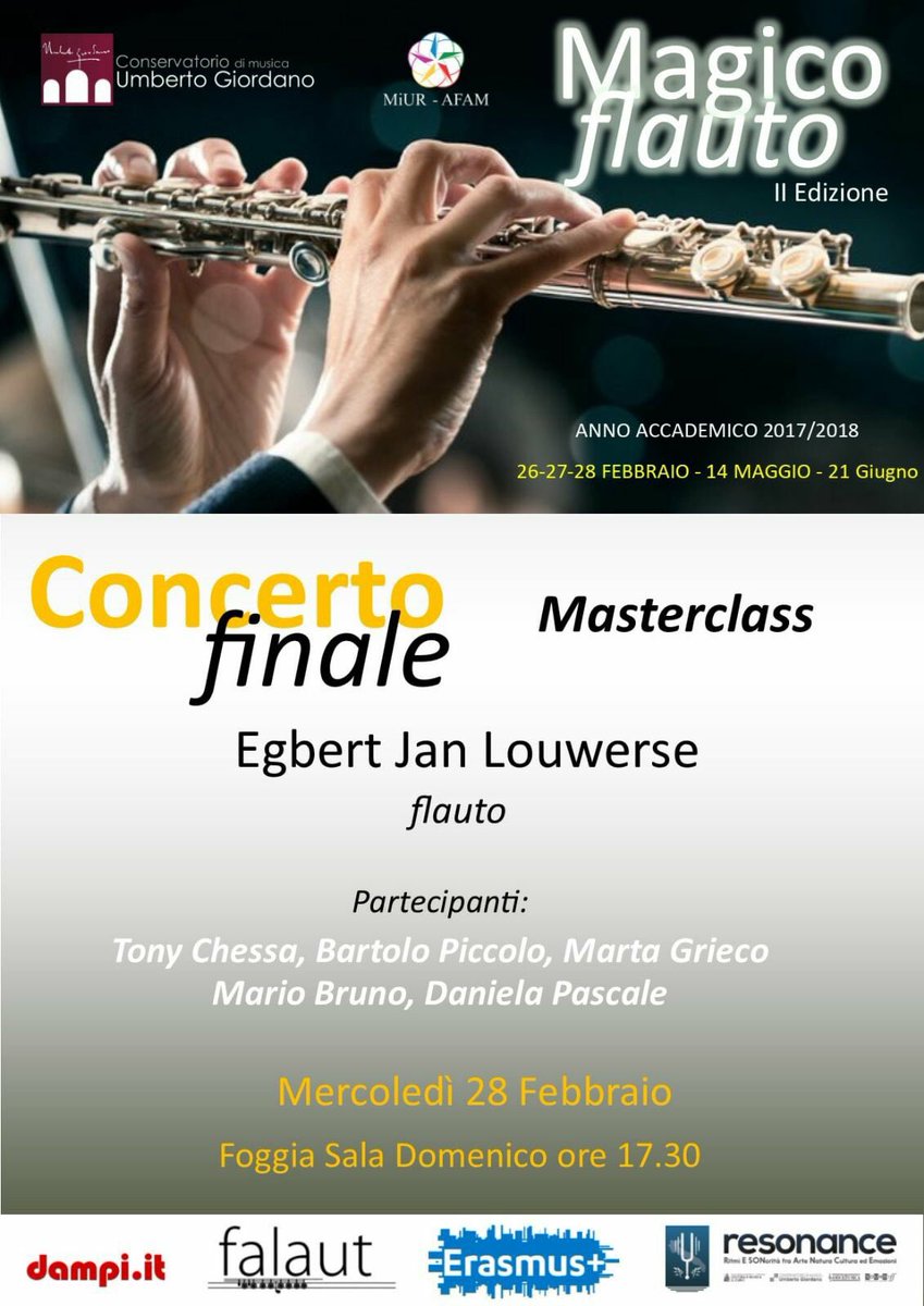 Consfoggia's tweet photo. Oggi vi aspettiamo alle 17,30 presso la Sala di Via San Domenico. #ErasmusPlus #conservatoriofoggia #konservatoriumGroningen https://t.co/XrwuCkbHsF