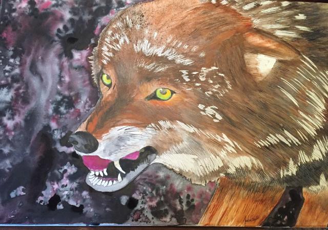 JRHvisualart's tweet photo. A completed commission 
"Futile to Flee"
Watercolor on Canvas
2'x3' https://t.co/tt0BplFUXX