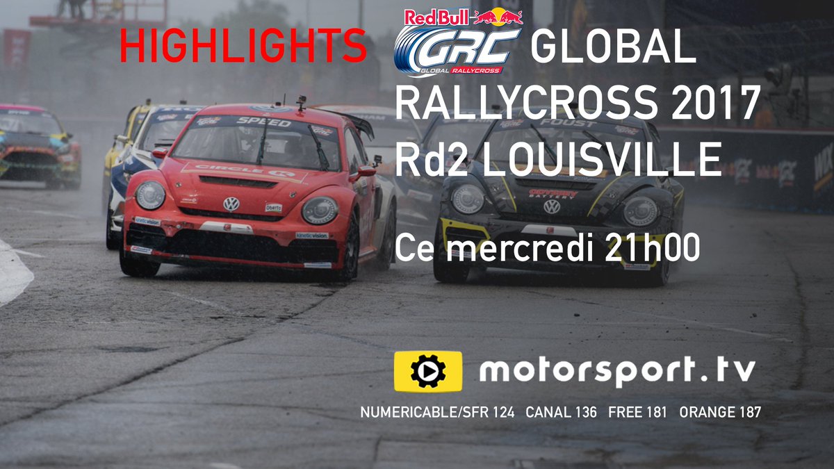 Autre discipline US à suivre sur notre antenne ce mercredi soir, la @GRCseries, saison 2017. Retrouvez à 21h00 sur Motorsport.tv la seconde course de la saison, au Louisville Motor Speedway ! 

<a href="/GRCseries_FR/">Red Bull GRC (FR)</a> #GRC #Rallycross #GlobalRallycross #Louisville #MotorsportTV