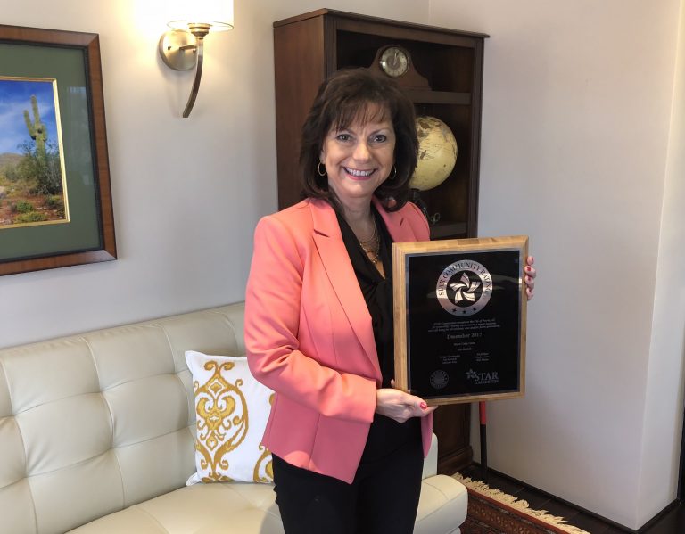 STARCommunities's tweet photo. .@MayorCCarlat poses with a plaque recognizing the City of Peoria, AZ for their Certified 3-STAR Community Rating. Congrats @PeoriaAZ! #STARcertified #sustainability https://t.co/LK3NXF0FMo https://t.co/C2PnEkgvt0