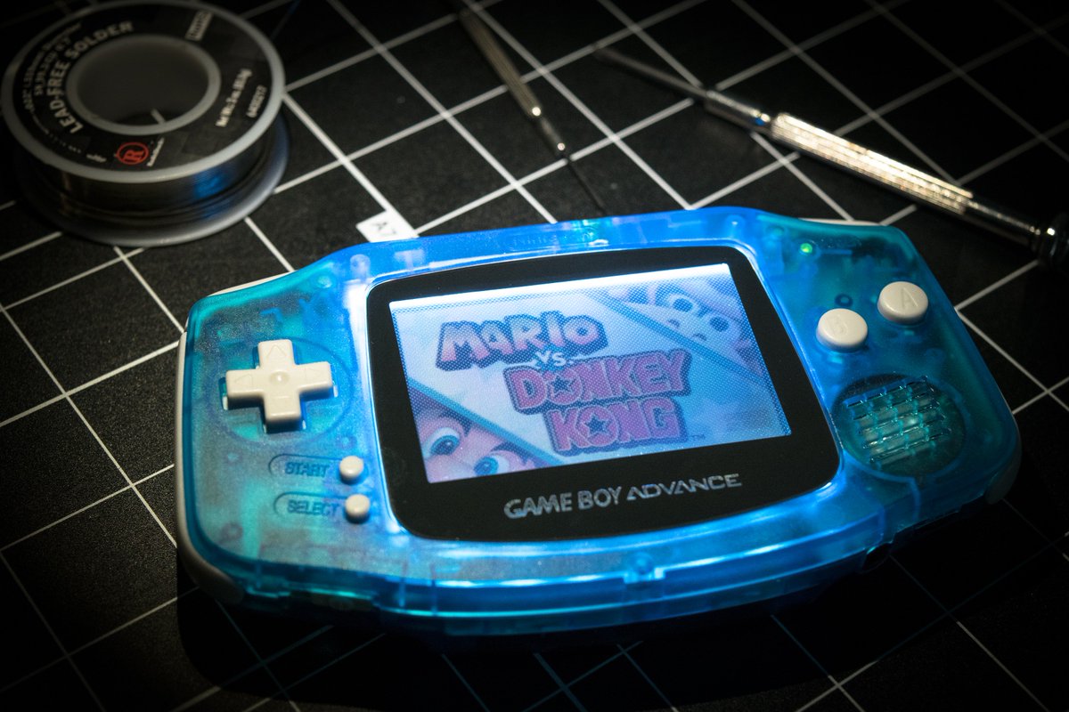 willwilliams68k's tweet photo. Latest handheld mod finished!!! #nintendo #GBA with new case, LCD and front light mod, and no spidering on the LOCA glue this time. @handheldlegend @gamesyouloved @Lord_Arse https://t.co/VAPmhk7WwI