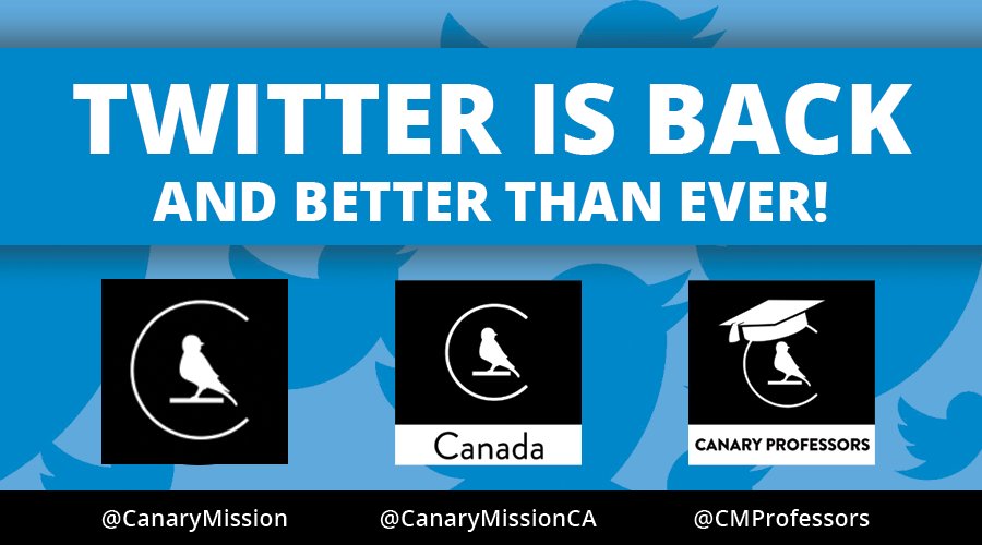 canarymission's tweet image. Introducing TWO great new ways to fight Anti-Semitism on campus:
CANARY MISSION CANADA - 
CANARY MISSION PROFESSORS - 

#CanaryMission #EndTheHatred