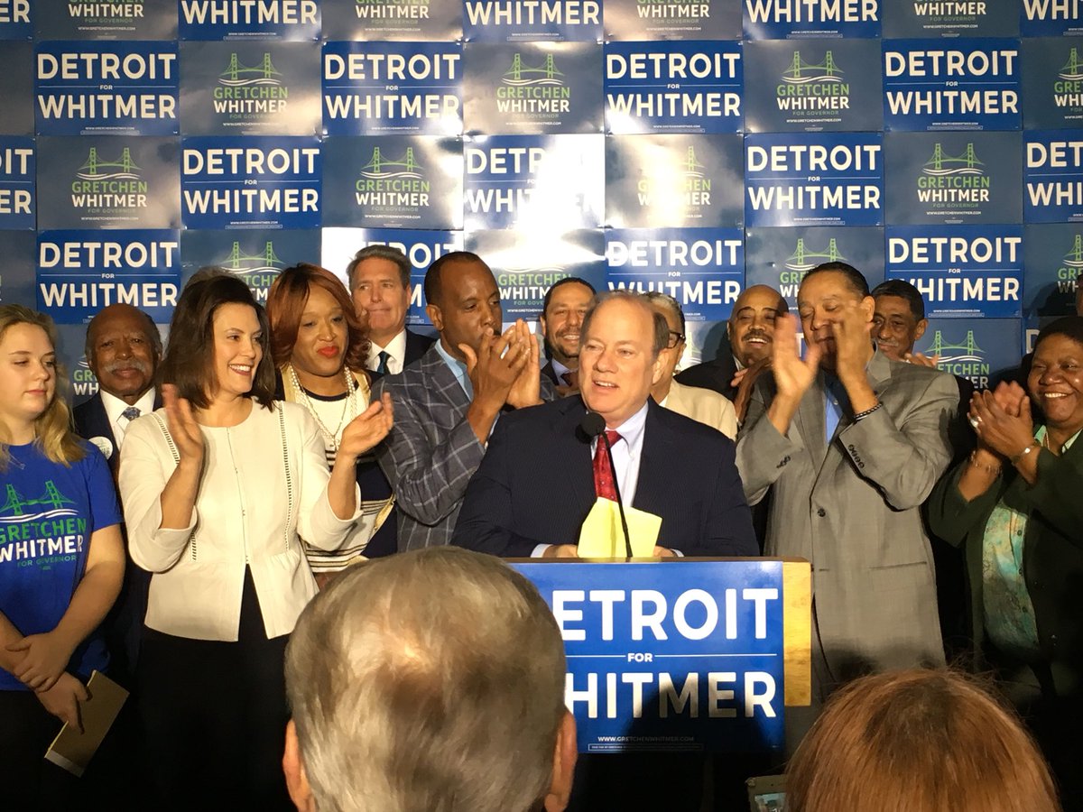 DanaAfana's tweet photo. BREAKING: @MayorMikeDuggan endorses @gretchenwhitmer for governor - “we’re going to have to get her elected” he said https://t.co/ruaV1Cr5QN