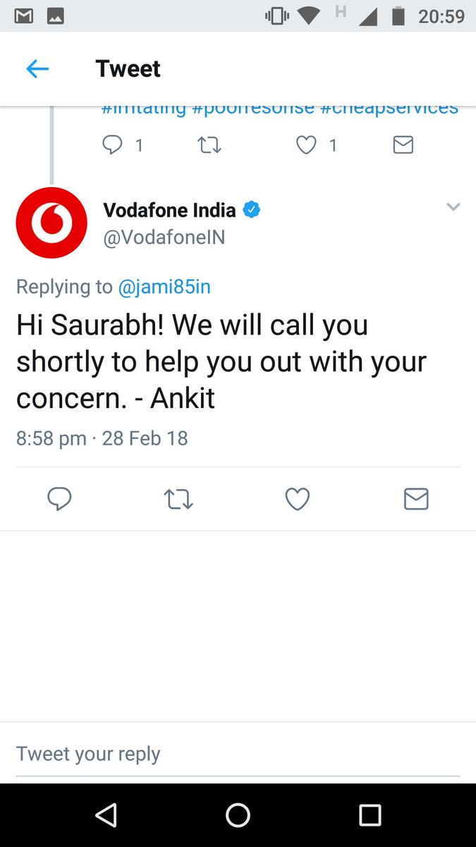 jami85in's tweet image. So Funny! Vodafone will call me without knowing my cell number?
I am not sure how Vodafone recruits so intellectuals!! #Nonsense
#poorresponse #cheapservice #cheaters