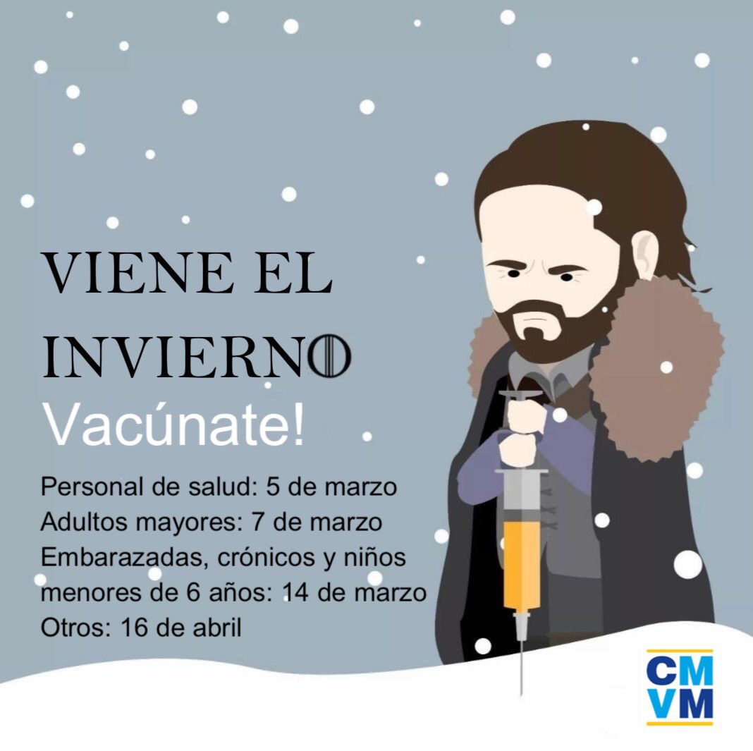 DrLagomarsino's tweet photo. Viene el invierno... Vacúnate! https://t.co/KWpH3tysxu