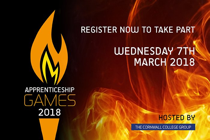 BictonCollege's tweet photo. The countdown has begun! Just 1 week to go until we host the #ApprenticeshipGames here at @CornwallCollege #StAustell on Weds 7th March. Thank you to our kind sponsors  @TheCHS @ExeUniApp @growthskillshub @ccbtraining #NAW2018 #Apprenticeships #excited https://t.co/cUa653fCtr